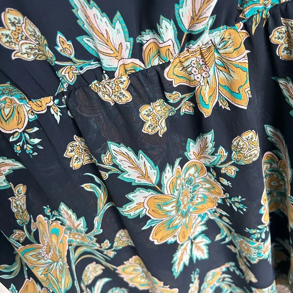 J.Crew Floral Navy Long Sleeve Dress